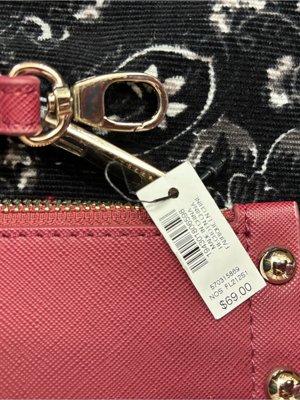 Beautiful Stud-Trim Burgundy Faux Leather Wristlet Purse